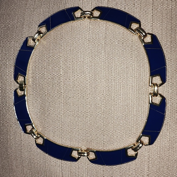 Marlyn Schiff Gold-Tone with Navy Collar Necklace, NWOT - Picture 3 of 7